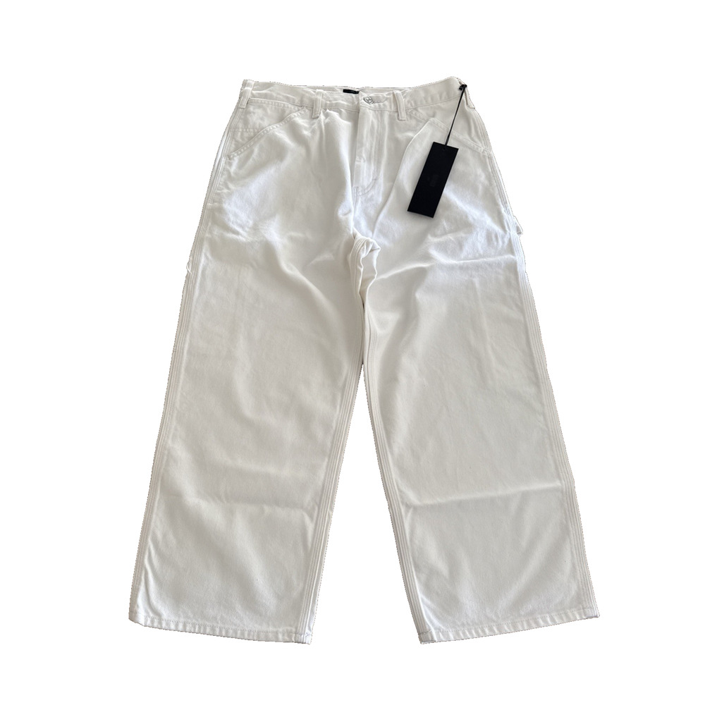 Edwin Womens Devin Crop Optic White Worker Carpenter 100% Cotton Jeans Sz 28 NWT